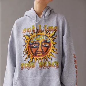 NEW SUBLIME SUN WASHED PULLER GRAY HOODIE SZ L/XL